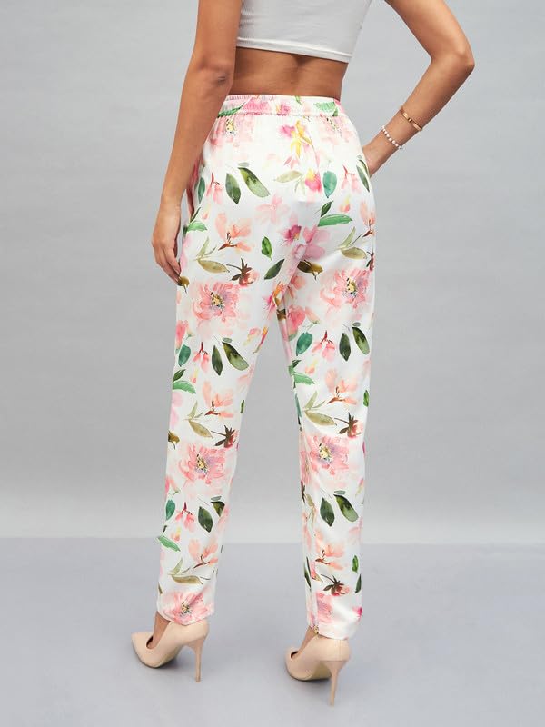 Image of SASSAFRAS Women's Satin Floral Darted Pants