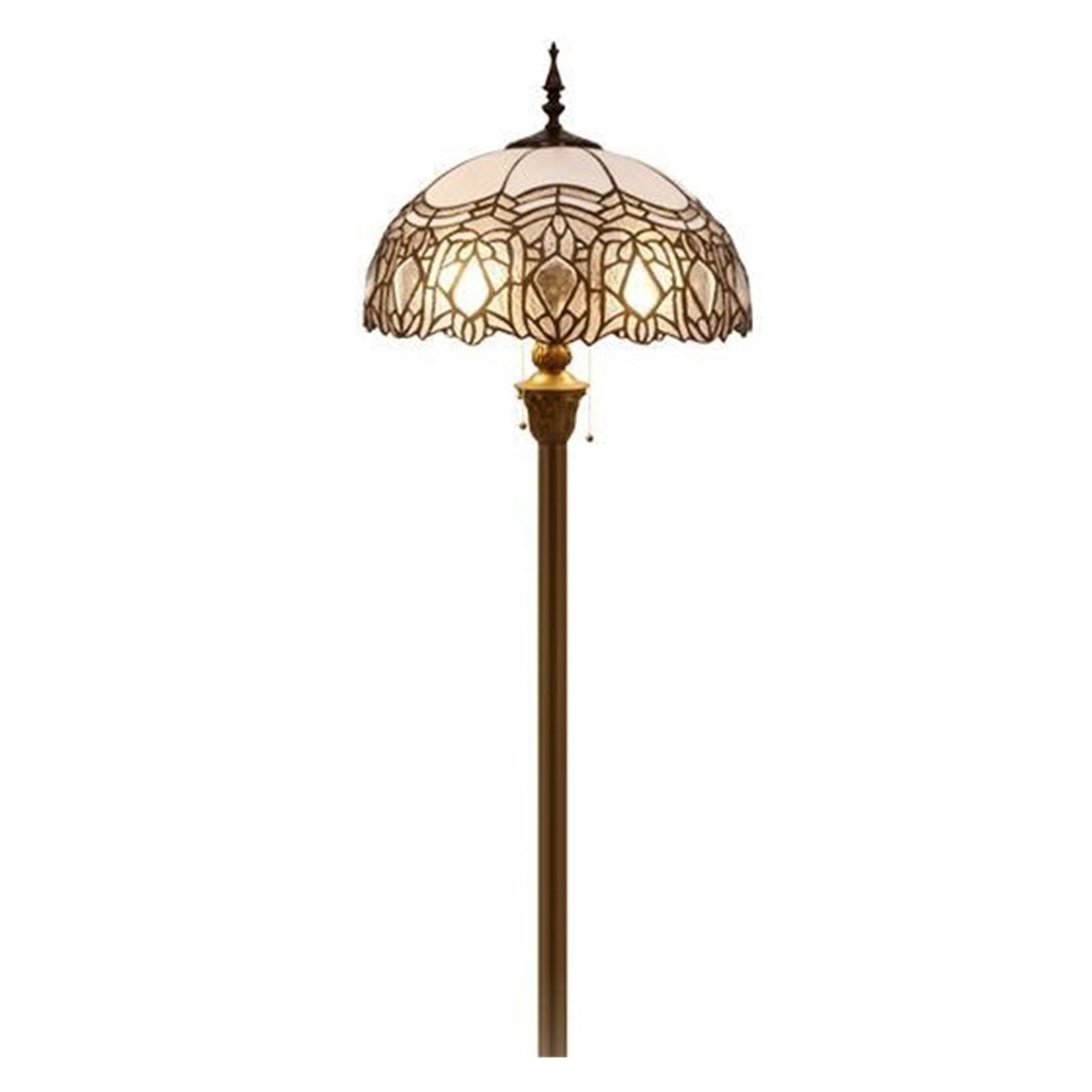 IUokLU Tiffany Floor Lamp Crystal Bead White Stained Glass Standing Reading Light 16X16X64 Inches
