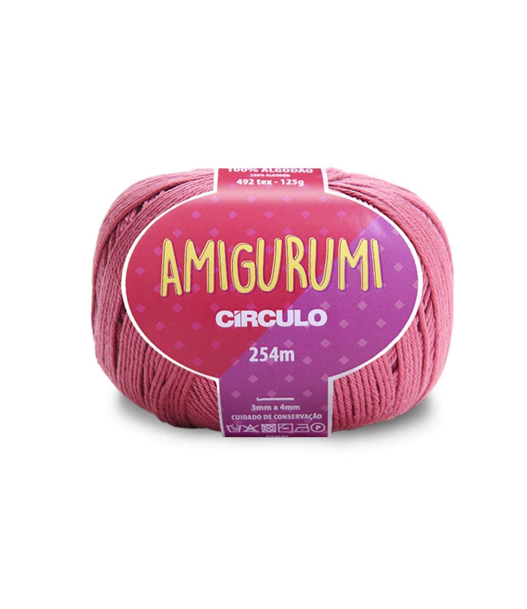 CÍRCULO Amigurumi Yarn, 100% Mercerized Brazilian Virgin Cotton - Cotton Yarn for Crocheting and Knitting, Soft Yarn, Pink, Sport Weight, 4.4 oz, 278 yds - Color 3157 - Rose Bush — image 1