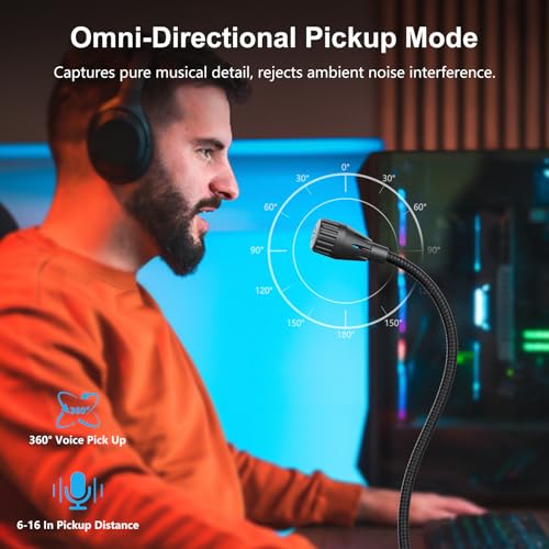 Instrument Microphone for Singing, Podcasting, Voice Video Recording, Plug & Play USB Desktop Microphone for PC with Mute Button & LED Indicator, Compatible with Windows/Mac - Image 6