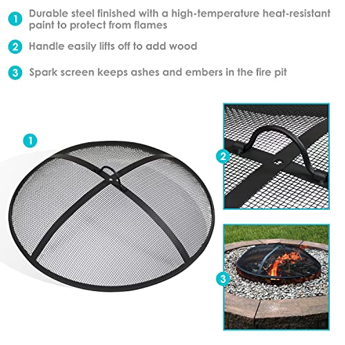 Sunnydaze Outdoor Fire Pit Spark Screen Guard Accessory Round Fire