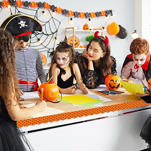 Image of Whaline 69Ft Halloween Bulletin Board Borders 5 Design 60Pcs Pumpkin Decoration Borders Orange Black Trim Border Bulletin Board Stickers for School Classroom Office Halloween Party Decoration