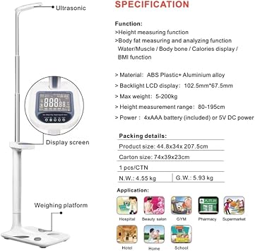 Body Weight Scale, Step-On Physician Scales for Gymm, Digital Weighing Machine, High-Definition LCD Digital Display Large Screen