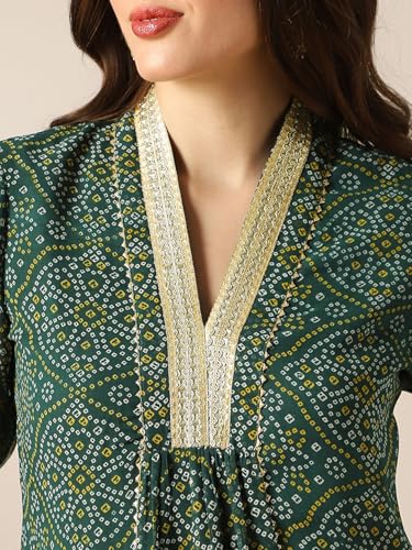 Image of Globus Women Kurta Set (8909389016096 Green L)