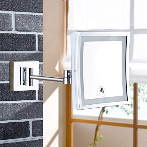 Miroir de maquillage mural pour routine beauté du matin avec loupe 3X et éclairage doux
