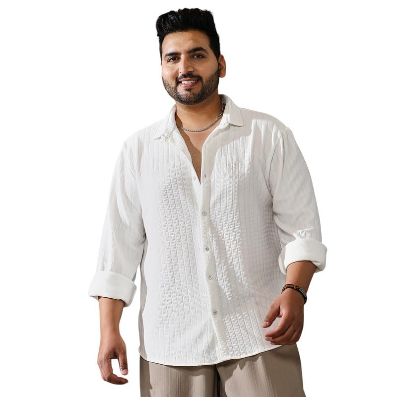 instafab Plus Men's Shirt for Casual Wear | Spread Collar | Long Cuffed Sleeves | Button Closure | Plus Size Shirt Crafted with Comfort Fit for Everyday Wear-picture-38