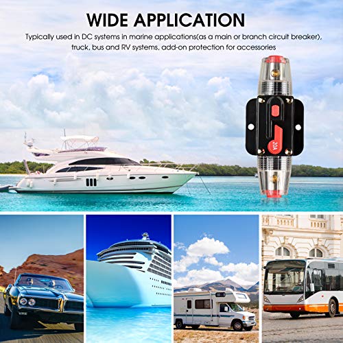 Image of Circuit Breaker Switch 20A Waterproof Fuse Inline Holder Resettable Fuse Manual Reset 12V-48V DC for Car Audio Rv Home Marine Boat Truck