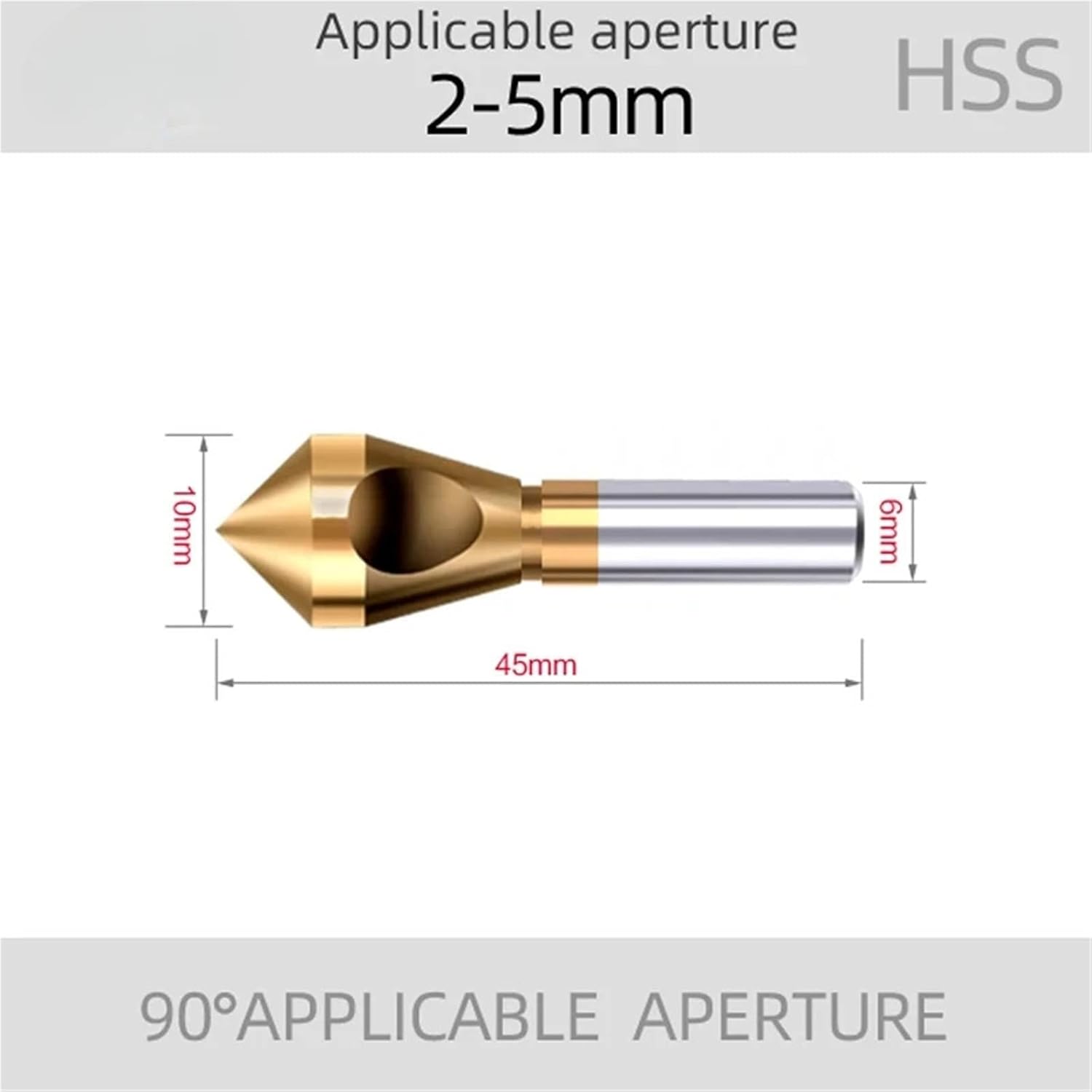 Deburring Chamfering Cutter Countersink Drill Bits Coated Smooth Hole Metal 90 Degree 1Pcs(2-5)