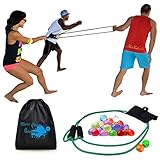 Mealivos 200 Yard 3 Person Water Balloon Launcher with 100 Balloons