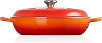 Vista 83 de Le Creuset Signature Cacerola de hierro fundido esmaltado, 3.5 cuartos de galón, color naranja (Flame)
