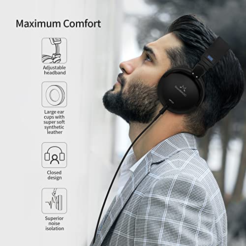 Soundmagic Hp151 Over-Ear Wired Headphones For Monitoring & Recording, Closed-Back Hifi Stereo Headsets For Audiophiles, Work With All Audio Devices, Adjustable & Collapsible Design, Black #TOP5