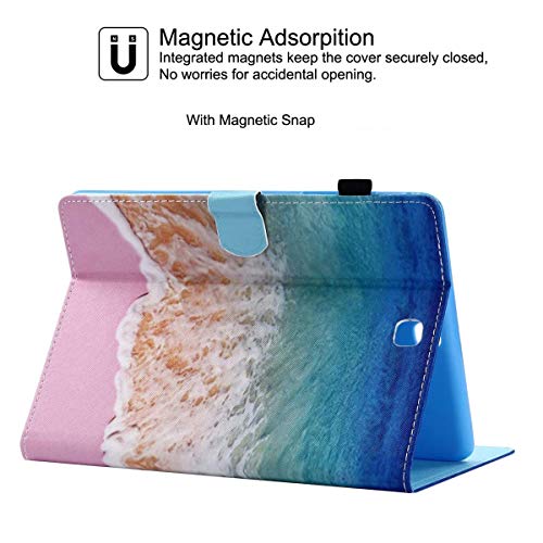 Newshine Galaxy Tab A 8.0 Case, Pu Leather Protective [Kickstand] [Card Slots] Wallet Case Cover With Auto Sleep/Wake For Samsung Galaxy Tab A 8.0 [T350(Wi-Fi)/ T355 (3G/Lte)] - Beach&Sea #TOP3