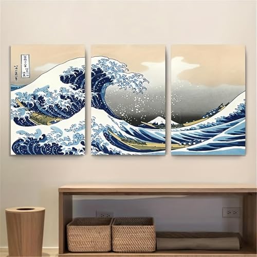 Vagues de Kanagawa affiches sur toile avec cadres intégrés pour habiller un mur vide