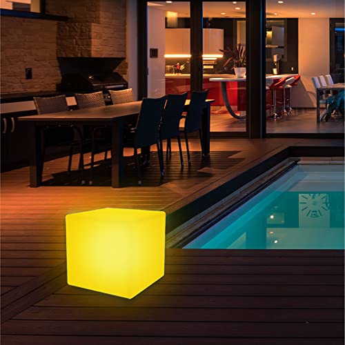wuuhoo® LED luz de cubo Kubi con 16 colores 30-50cm, cubo LED resistente a la intemperie y regulable con mando a distancia, lámpara solar en forma de cubo para interior y exterior 30 x 30 x 30 cm