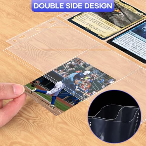 40 Stück Seitenschutz 9 Taschen, 720 Taschen Doppelseitige Kartenhalter-Seiten für Ein 3-Ringbuch, Kartenschutzblätter, Baseball-Kartenbinder, Passend für MTG, TCG, Baseball-Standardkarten