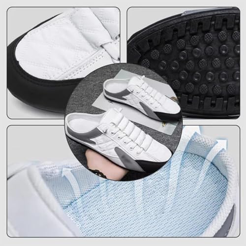 Men's Backless Sneakers, Closed Toe Half Drag Sneakers Anti-Slip Walking Shoes Fashionable Mens Slip On Mule Mesh Shoes for Spring Summer 7