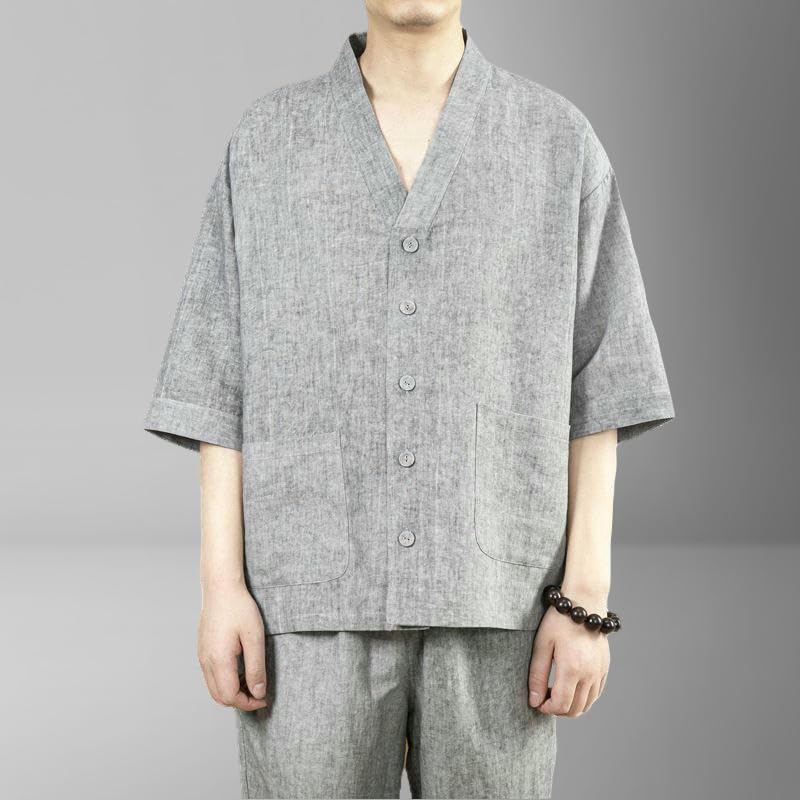 Chemise col Hanfu en coton lin de qualité supérieure style chinois - 5