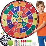 Cheerful Children Toys Jumbo Kids Dart Board Set XL or XXL, Large Dart Board with Reversible Designs, 16 Sticky Balls & 6 Darts - Indoor & Outdoor Garden Games for Ages 3-8 (Traditional, 73cm)