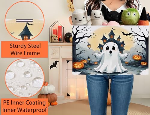Image of Large Halloween Themed Candy Gift Boo Basket for Kids Baby Personalized Adults Storage Bin Fall Decor(Terror Spooky Pumpkin)