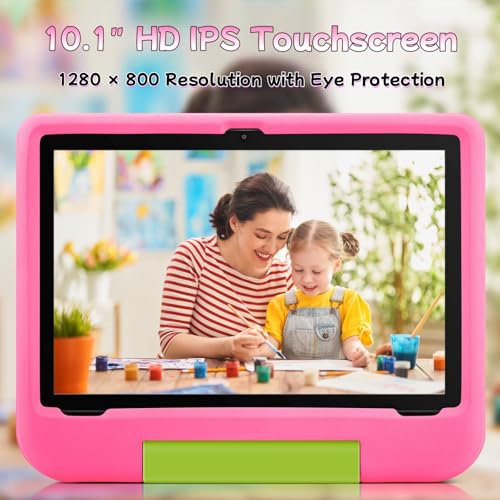 Image of Kids Tablet - 10.1 inch Android 15 Tablet for Kids with 8GB RAM 64GB Storage, WiFi 6, Octa-Core CPU, Parental Control, Pre-Installed Kids Apps, 5000mAh Battery, EVA Case - Tablets for Children Ages 3-15
