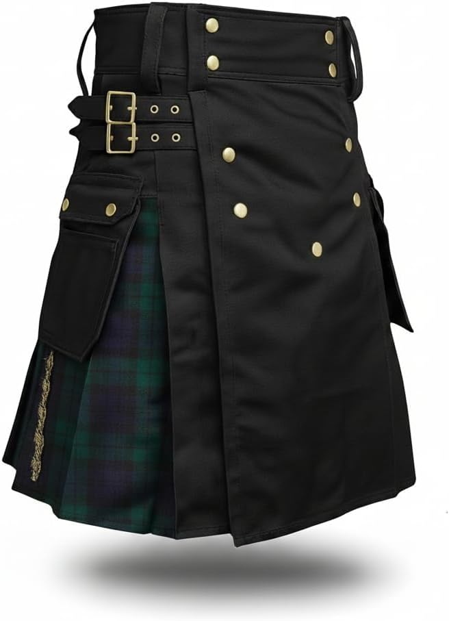 Kilt for Men - Modern Scottish Utility Hybrid Kilt with Cargo Pockets, Ideal for Weddings & Events