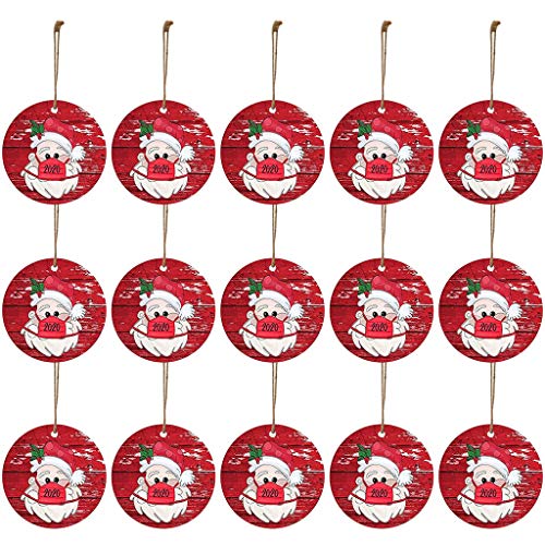qiaoxiahe Weihnachtsferiendekoration Runde Auflistung Süß Personalisierte Heimdekorationen Familie 2020 Besonderes Jahr Anhänger für Christbaumschmuck an den Wänden an den Türverkleidungen der 15pcs Cover