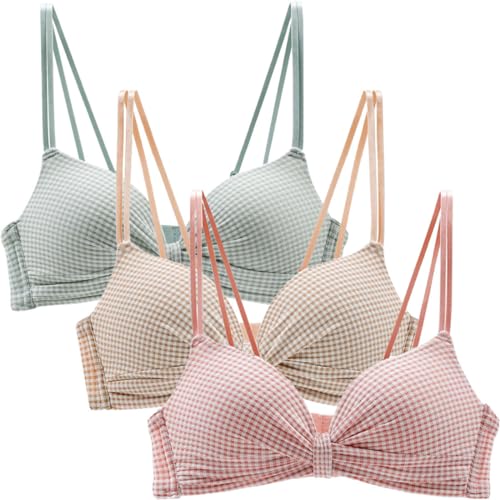 3 Pack of Women Teen Girls Breathable Pads Underwear Bralette Training Bra Cami Sports Push up Running A-Cup Bras