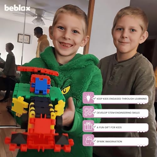 Beblox Building Blocks for Kids - Car Set - 80-Piece Connecting Tiles - Interlocking Building Blocks for Kids, STEM Toy Vehicle, Fun Educational for Boys & Girls, Preschool Learning Activities Ages 4+ - Image 5