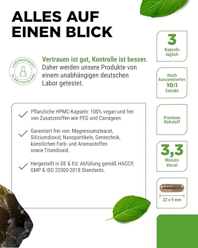vit4ever Mumijo Shilajit - 300 Kapseln - Hochdosiert mit 1500 mg pro Tagesportion - Original Himalaya 10:1 Extrakt - Ohne unerwünschte Zusätze - Vegan – Bild 4