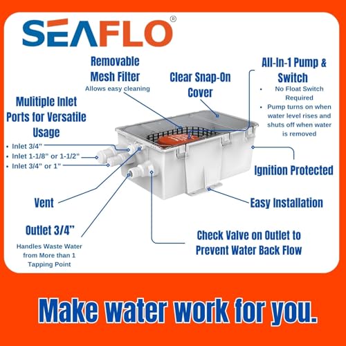 Image of SEAFLO 12v 750 GPH Shower Sump System