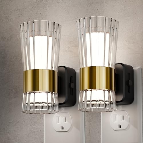 Image of Briignite Decorative Night Lights Plug into Wall, Home Decor, Dusk to Dawn Light Sensor, Daylight White 5000K, 0-100LM Adjustable Brightness, Unique Design for Use in Bedroom, Hallways, 2 Pack