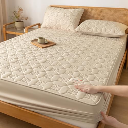 Gesteppter Matratzenschoner für Doppelbett, tief, 180 x 220 cm, atmungsaktive Mikrofaser-Auflage