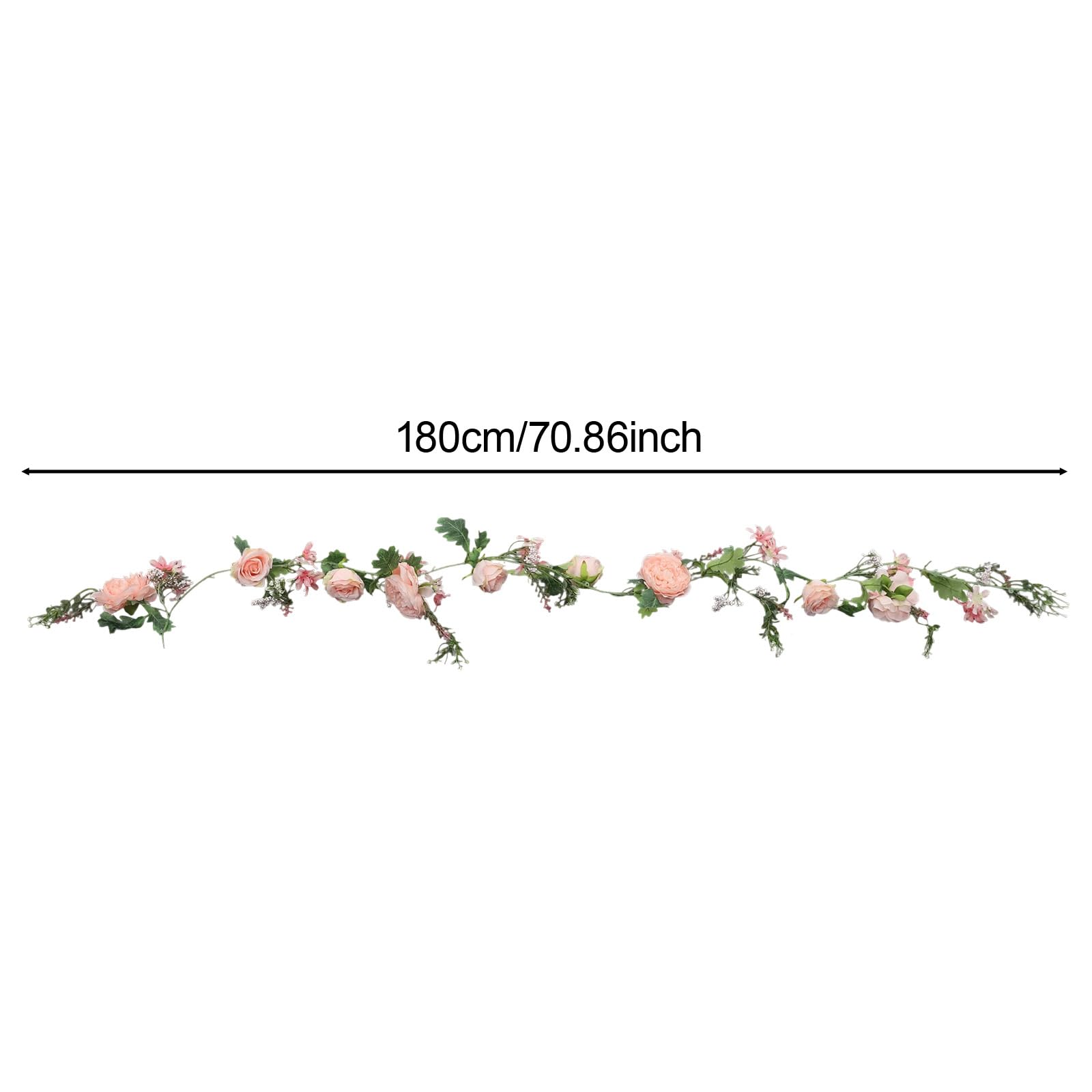 Blumengirlande Dekorative Kunstblumen Kunstblumengirlande Künstlich Rose Wohnraumdekoration 6 Stück,1.8m für Tür, Hochzeit, Party, Wand - Grün, Rosa