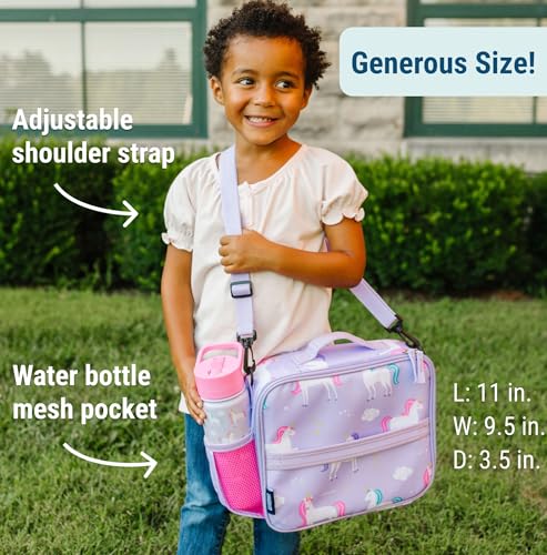 Image of Wildkin Kids ECO rPET Insulated Lunch Box - Keeps Food Hot or Cold, Easy-Clean Lining, Mesh Pockets & BPA-Free - Boys & Girls, Ideal for School, Travel & Daycare - Unicorn