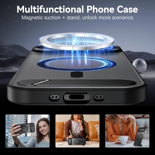 Image of GUAGUA for iPhone Air Case Compatible with MagSafe iPhone Air Magnetic Case Translucent Matte Skin Feeling Shockproof Protective Anti-Scratch Case for Phone Air 6.5 inch, Black