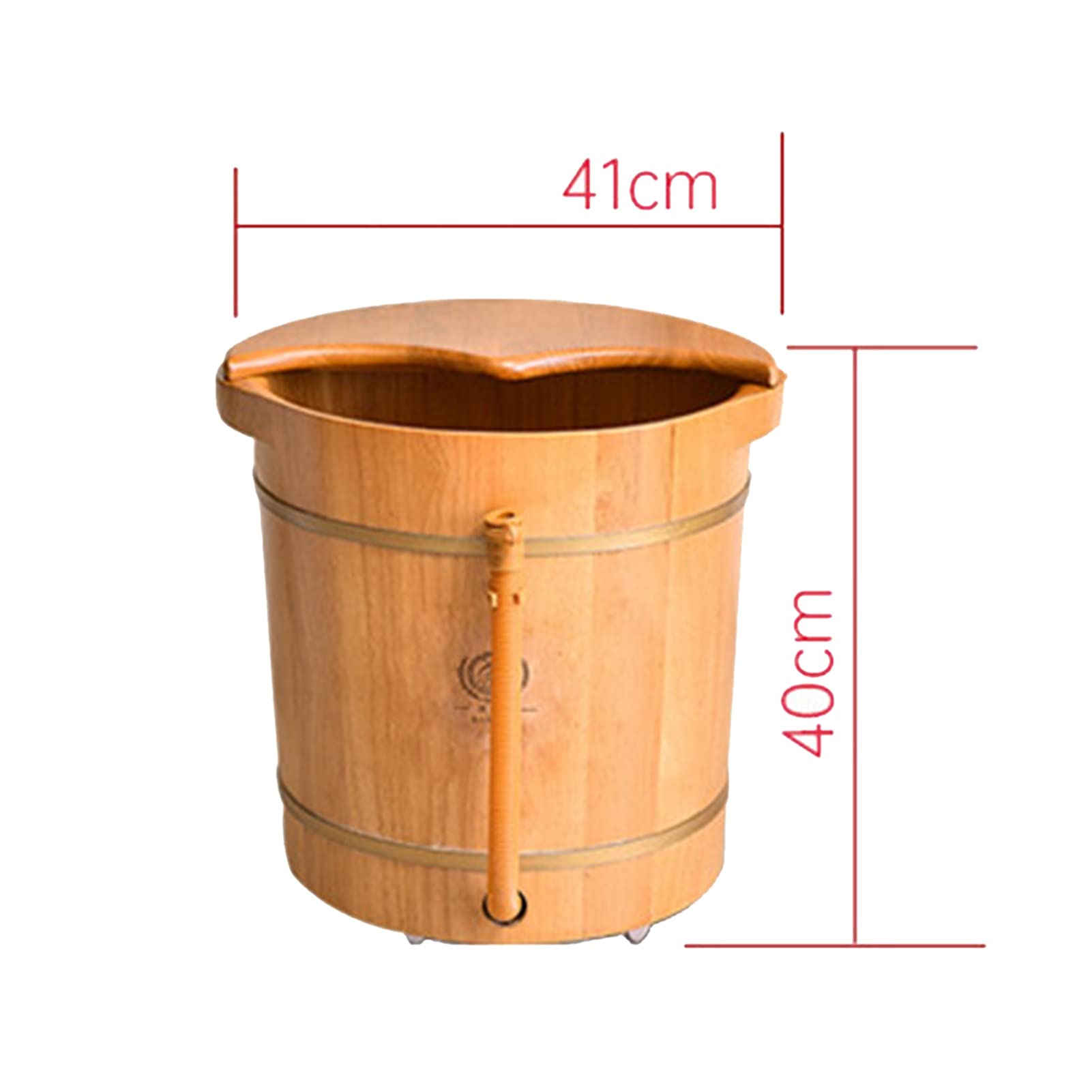 Axdwfd Barril de Madera para el hogar, masajeador de baño de SPA, 6 Rodillos de Masaje, Ruedas universales, pies calmantes cansados (Color : Wood Color)