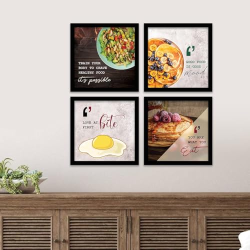 Image of kotart - Cooking Quotes Wall Posters With Frame for Restaurant, Cafe and Kitchen Decor - Framed Poster for Home (13x13 inch, Framed) Set of 4 (Art 9, Big)