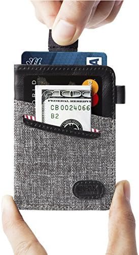 Ebax Denier Ballistic Nylon Wallets- Auto Pull Tab Minimalist Credit Card Holder with Cash & Key