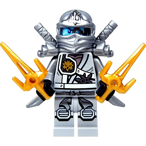 LEGO Ninjago Minifigure - Zane Titanium Ninja with Gold & Silver weapons