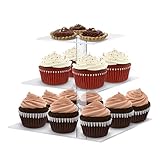 Utenlid Acrylic 3-Tier Square Stacked Party Cupcake Stand with Stable Screw-On Pillars - Tiered Cupcake Stand/Cupcake Tower