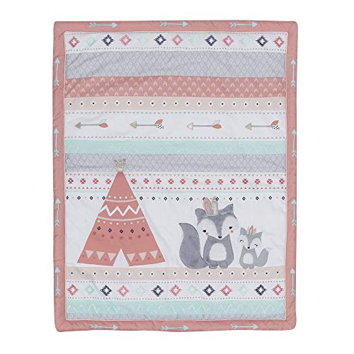 Lambs & Ivy Little Spirit 3-Piece Crib Bedding Set - Blue, Gray, White, Coral #TOP2