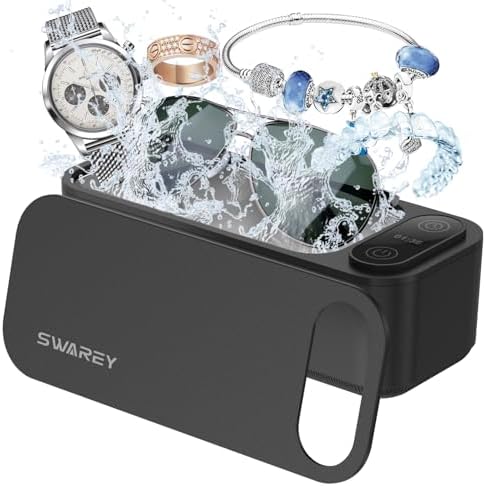 680ML Ultrasonic Cleaner 45000Hz Professional Ultrasonic Jewellery Cleaner with 5 Digital Timer and Watches Stand for Jewelry Glasses Rings Dentures Braces Jewellery Cleaner Ultrasonic Machine