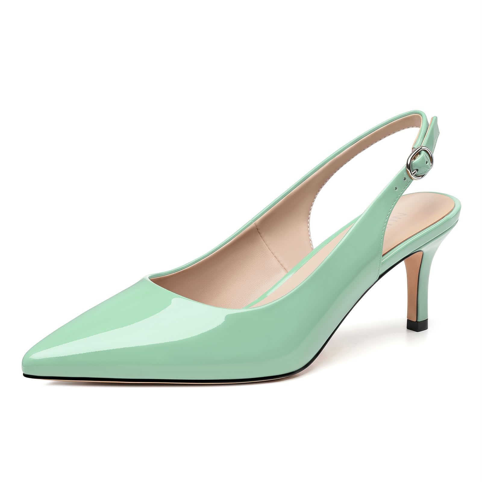 NUMALEO Kitten Heels for Women Pointed Toe Slingback Pumps | 2.5 Inch Close Toe Comfortable Pumps Wedding Party Casual Work Dress Shoes