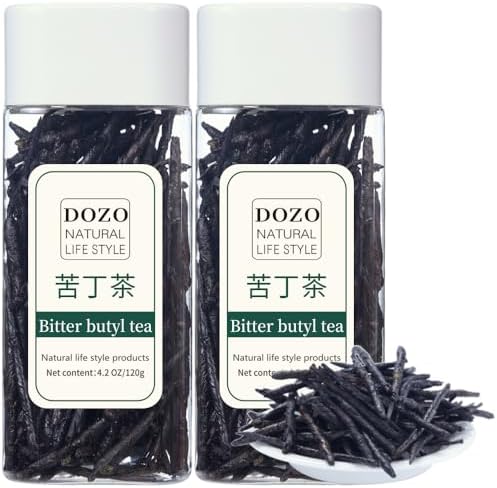 DOZO Needle Kuding Tea Ku Ding Bitter Green Tea 240g /8.46oz 100% Natural Wild Kuding Cha Herbal Tea Large Leaf Caffeine Free, No Additives 苦丁茶 大叶苦丁