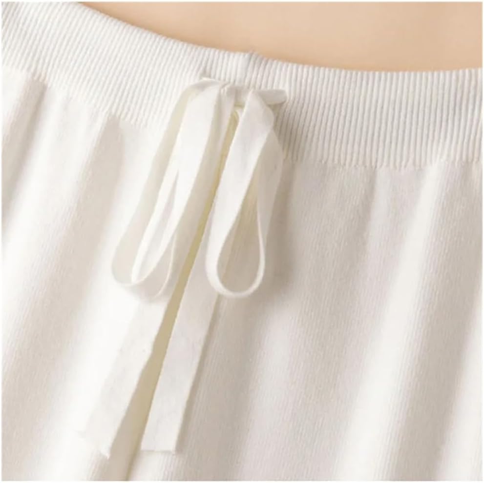 Women's High-Waist Knitted Wide-Leg Pants Soft Warm Full-Length Trousers Casual Korean Style Joggers