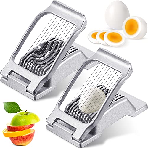 2 Pieces Egg Slicer Hard Boiled Egg Slicer Stainless Steel Wire Egg Slicer Heavy Duty Aluminium Egg Cutter For Egg Strawberry Soft Fruit #TOP28