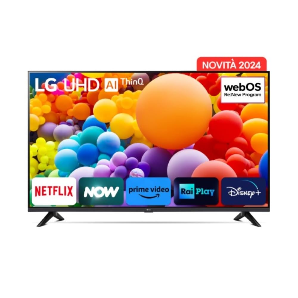 LG UHD 43'', Serie UT73 2024, Smart TV 4K, 43UT73006LA, Processore α5 Gen7, 20W, 3 HDMI, HDR10 Pro, Filmmaker Mode, Game Optimizer, Alexa, Wi-Fi, webOS 24, Sports Portal