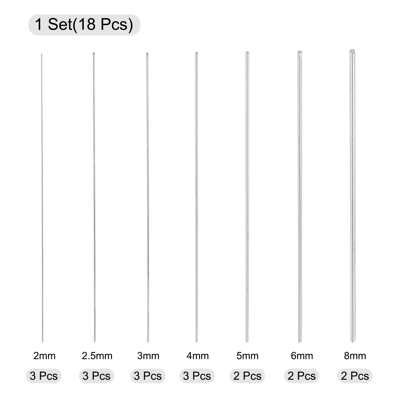 MECCANIXITY 304 Stainless Steel Round Rods – 2.5mm X 400mm (5 Pack), Solid Shafts For DIY Models