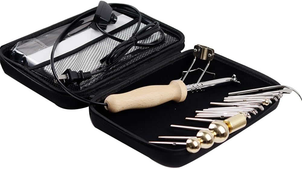 Fabric Flower Making Tools Set Artificial Flower Ironing Machine with 17 Brass Heads DIY Cloth Fabric Petal Maker