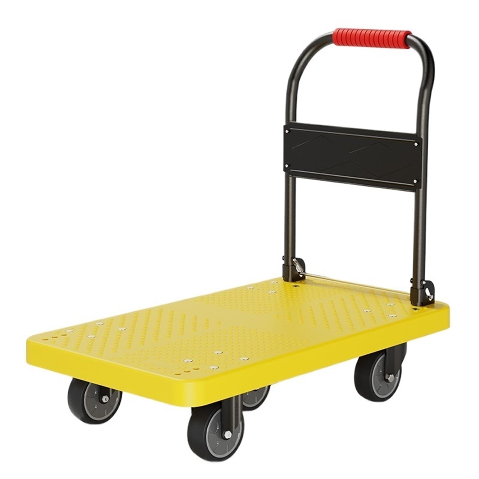 Folding Sack Trolley Thickened Flatbed Cart Multi-purpose Foldable Trolley With 5-inch Rubber Silent Wheels Hand Truck(Yellow)